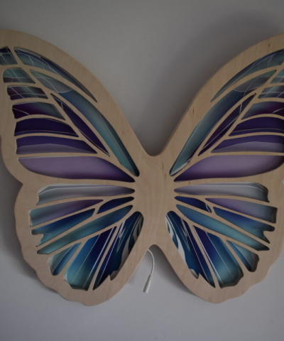 Natlampe - Butterfly Purple/mint