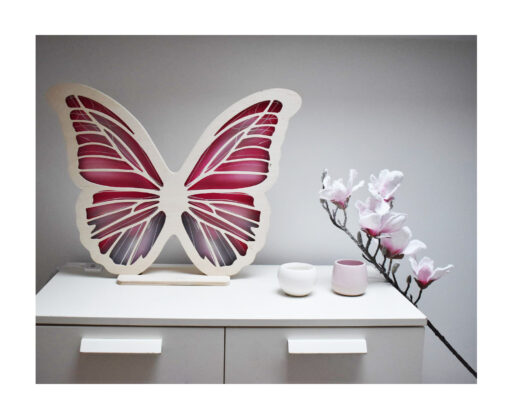 Natlampe - Butterfly Pink/Grey